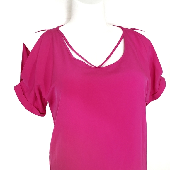 Metaphor Fuchsia Pink Cold Shoulder Dress Size Med - Picture 5 of 11